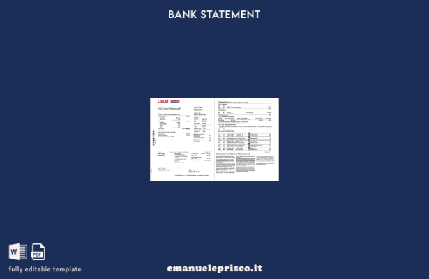 modello di pagine di parole dell'estratto conto bancario Canada CIBC in stile ve